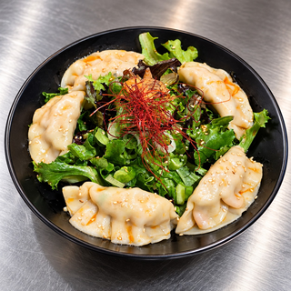 Spicy Pork Dumplings with Salad